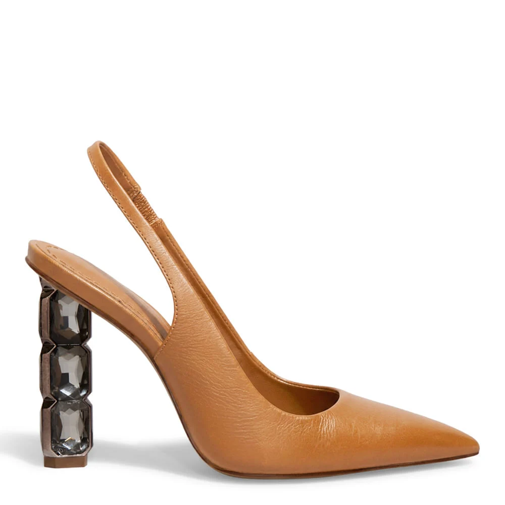 Scarpin Slingback Couro Nobre Soft Caramelo Doce De Leite - vista 1 de 4