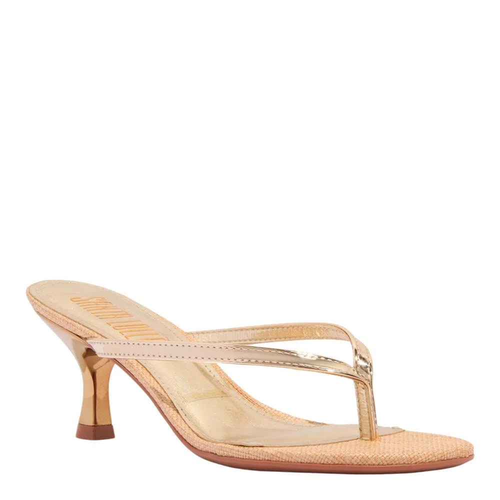 Mule Thong Specchio Metalizado Dourado Salto Baixo - vista 2 de 3