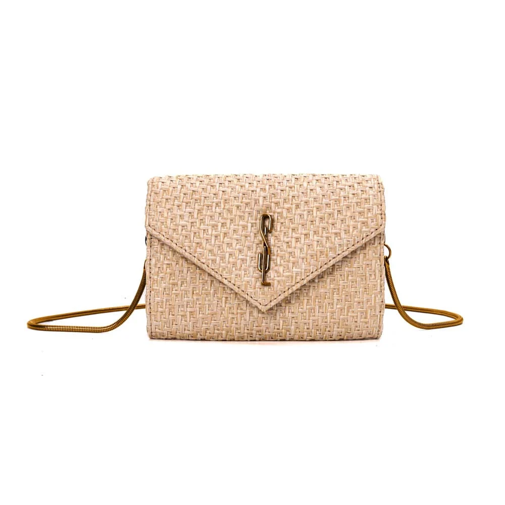 Bolsa Carteira Pequena Palha Transversal Bege - vista 1 de 3
