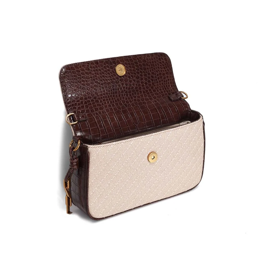 Bolsa Média Canvas Matelassê Bege Alça Corrente - vista 3 de 3