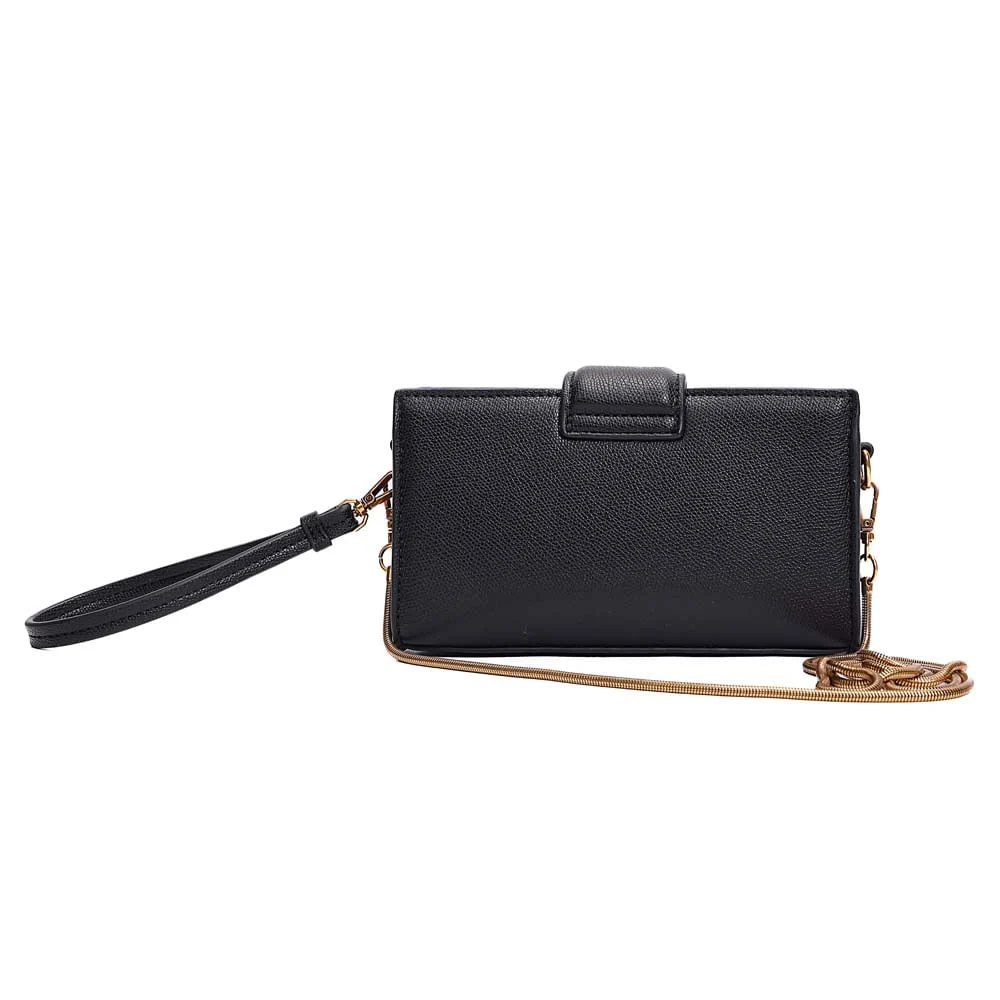 Bolsa Carteira Risco Preto Alça Metalizada - vista 5 de 7