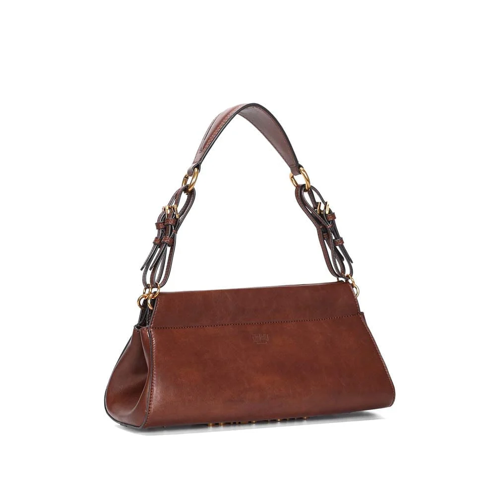 Bolsa Média Rústico Estruturado Marrom Dark Alça Fivela - vista 3 de 6
