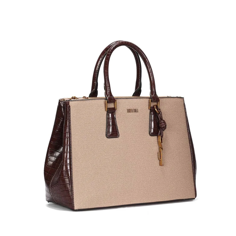 Bolsa Tote Grande Canvas Alça Transversal Bege Areia - vista 2 de 2