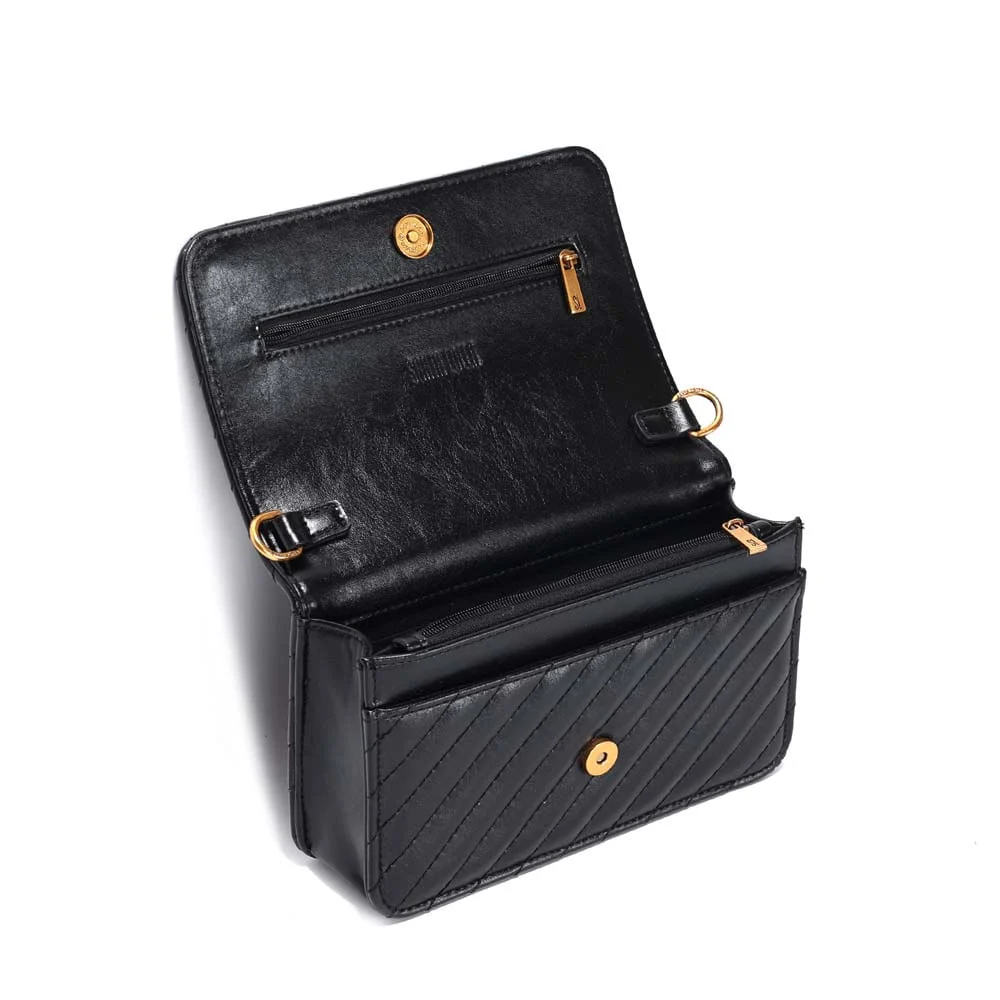 Bolsa Quadrada Pequena Rústico Preto Transversal - vista 3 de 3