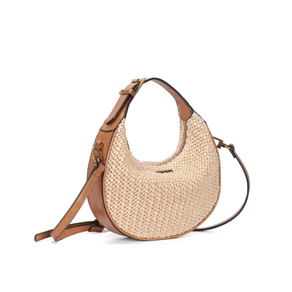 Bolsa Hobo Média Palha Tramado Bege Areia - vista 3 de 4