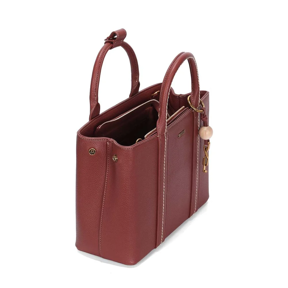 Bolsa Tote Média Floater Terracota Pespontos Transversal - vista 2 de 2