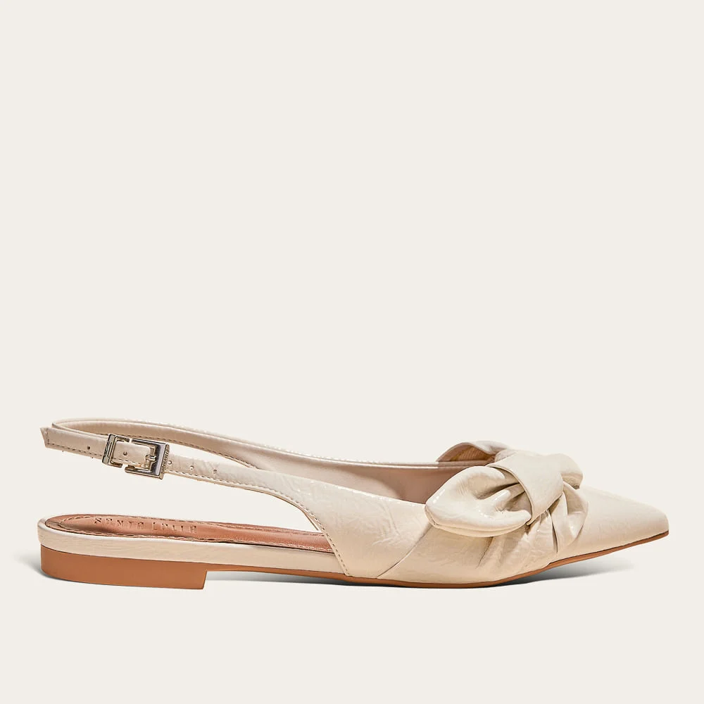 Sapatilha Slingback Verniz Bico Fino Marfim - vista 1 de 2