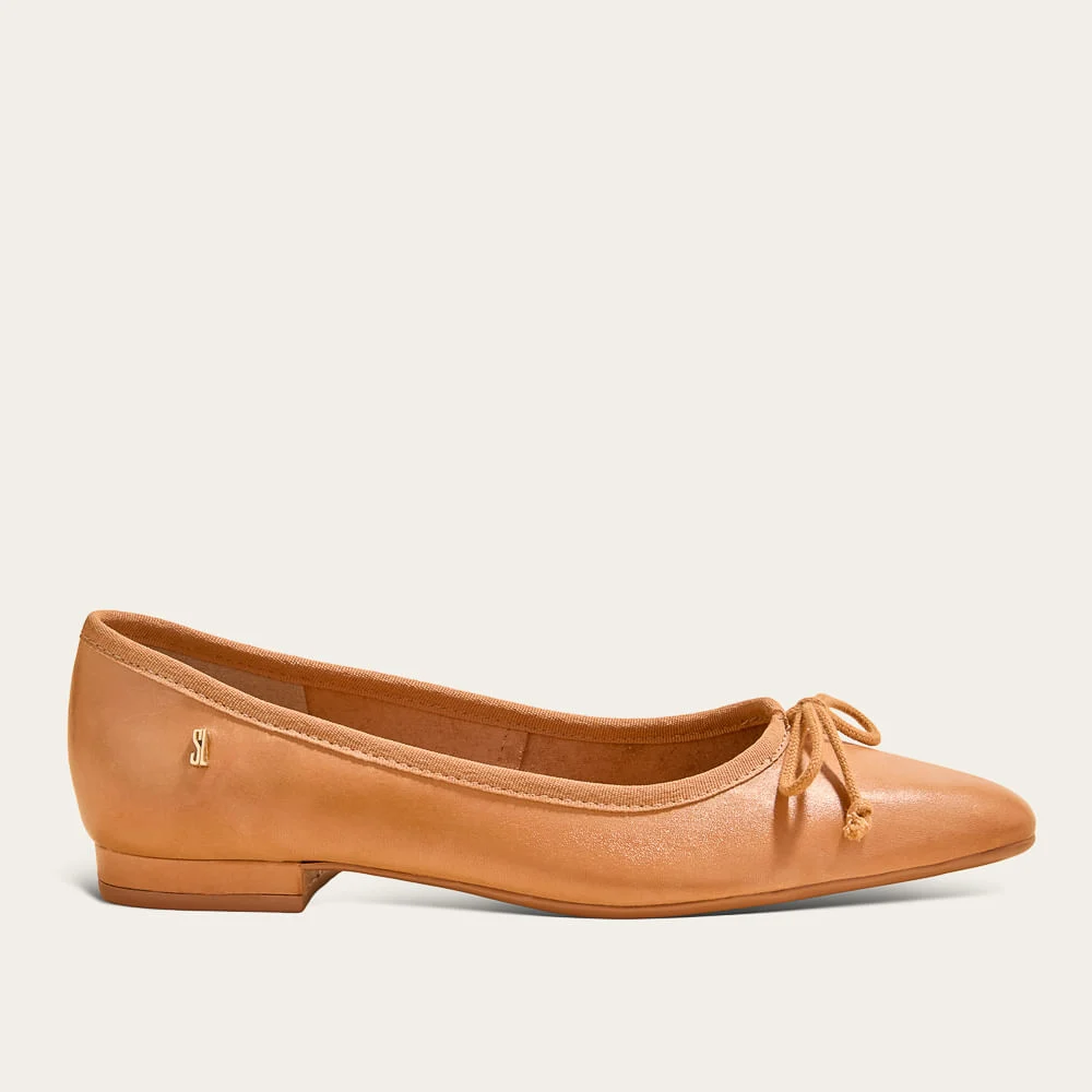 Sapatilha Couro Premium Liso Laço Marrom - vista 1 de 2