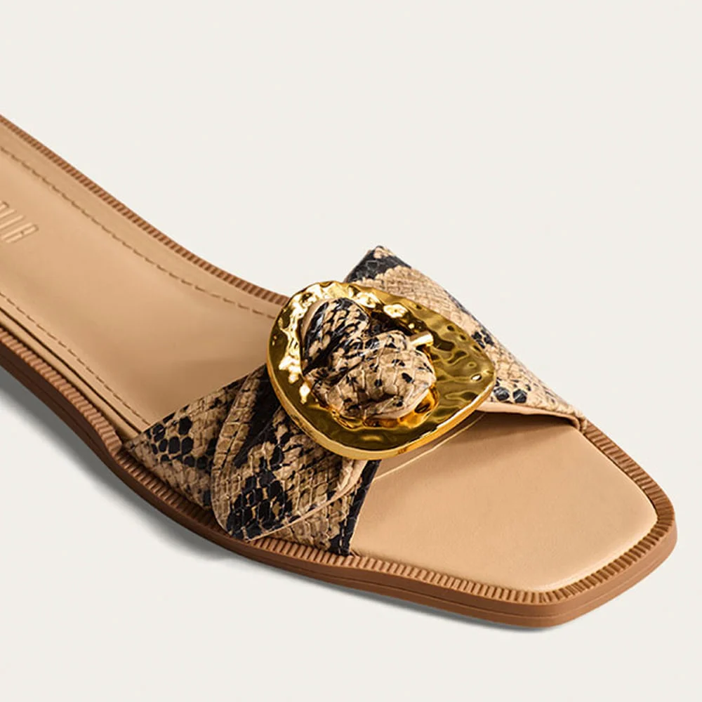 Rasteira Cobra Animal Print Fivela - vista 3 de 3