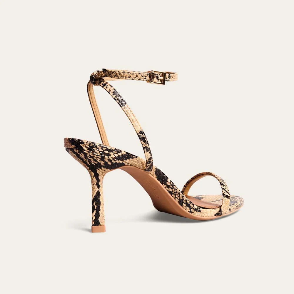 Sandália Animal Print Cobra Salto Médio - vista 2 de 3