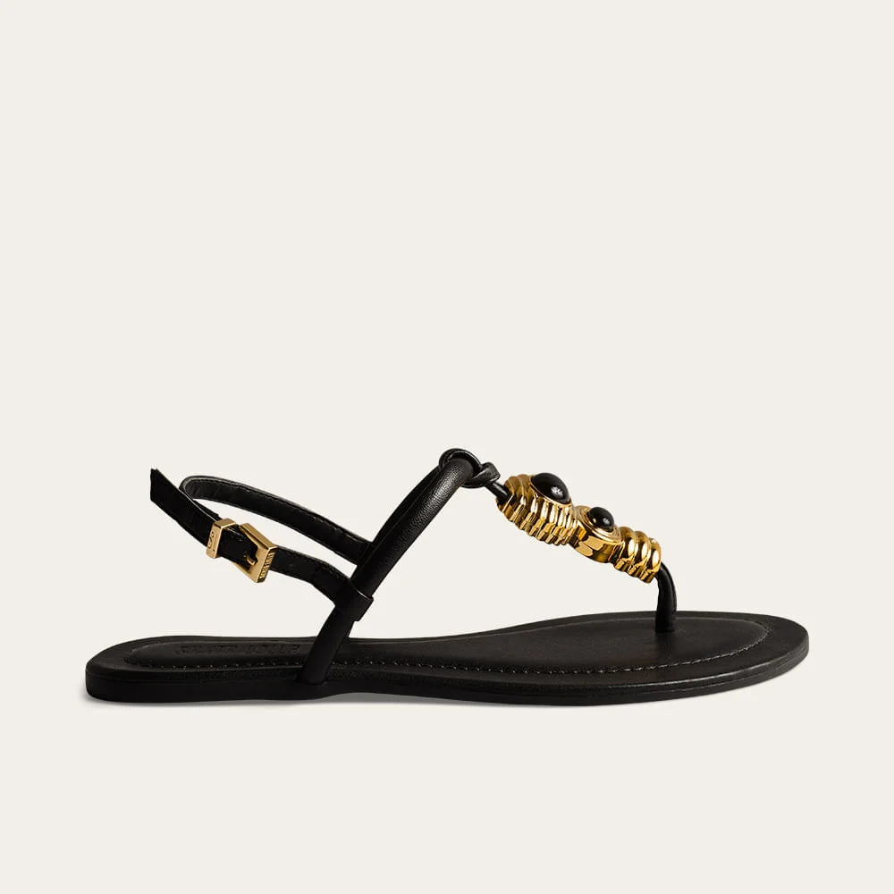 Sandália Rasteira Napa Soft Preto Metal - vista 1 de 3