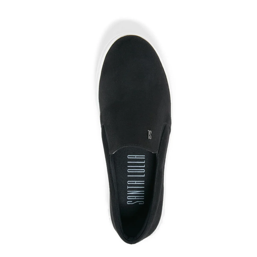 Tênis Slip On Plataforma Suede Preto - vista 3 de 4