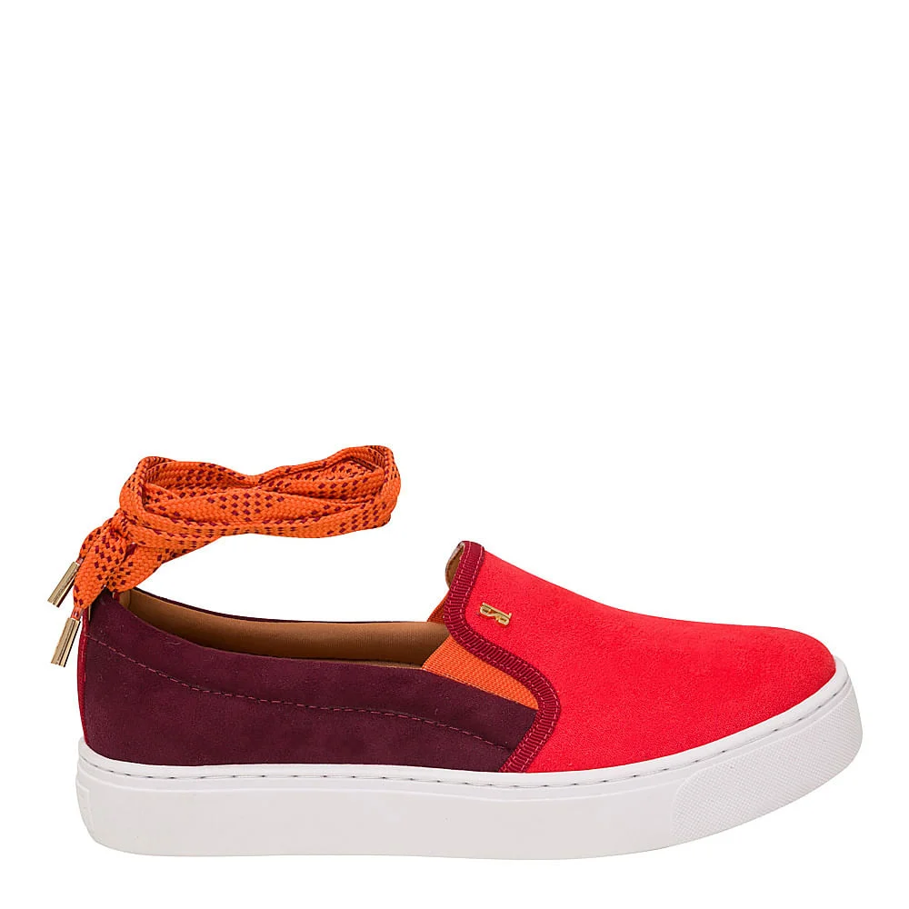 Tênis Slip On Camurça  Laranja e Vinho - vista 1 de 4