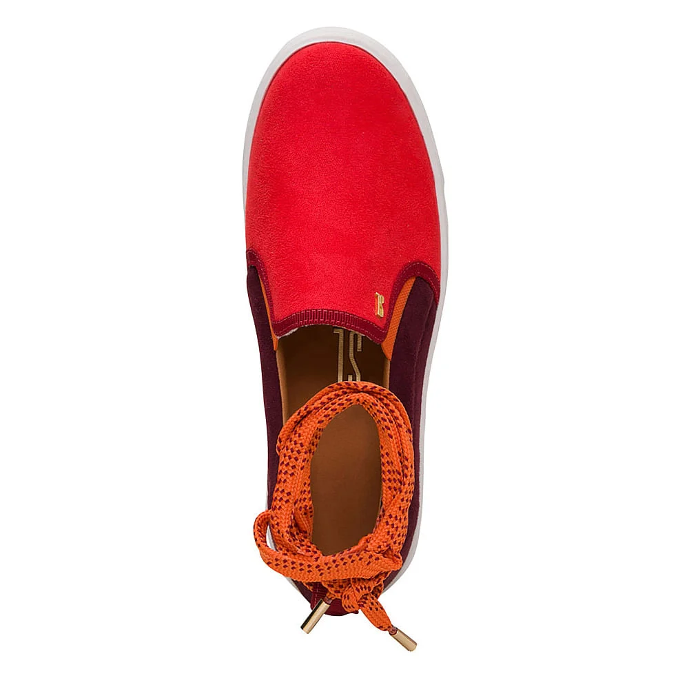 Tênis Slip On Camurça  Laranja e Vinho - vista 3 de 4
