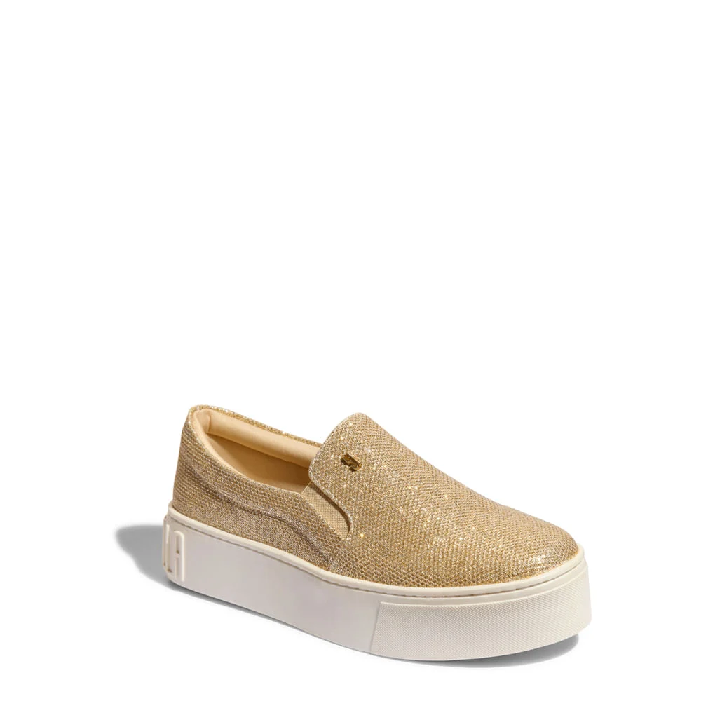 Tênis Slip On Flatform Galaxxy Dourado Brilho - vista 3 de 4