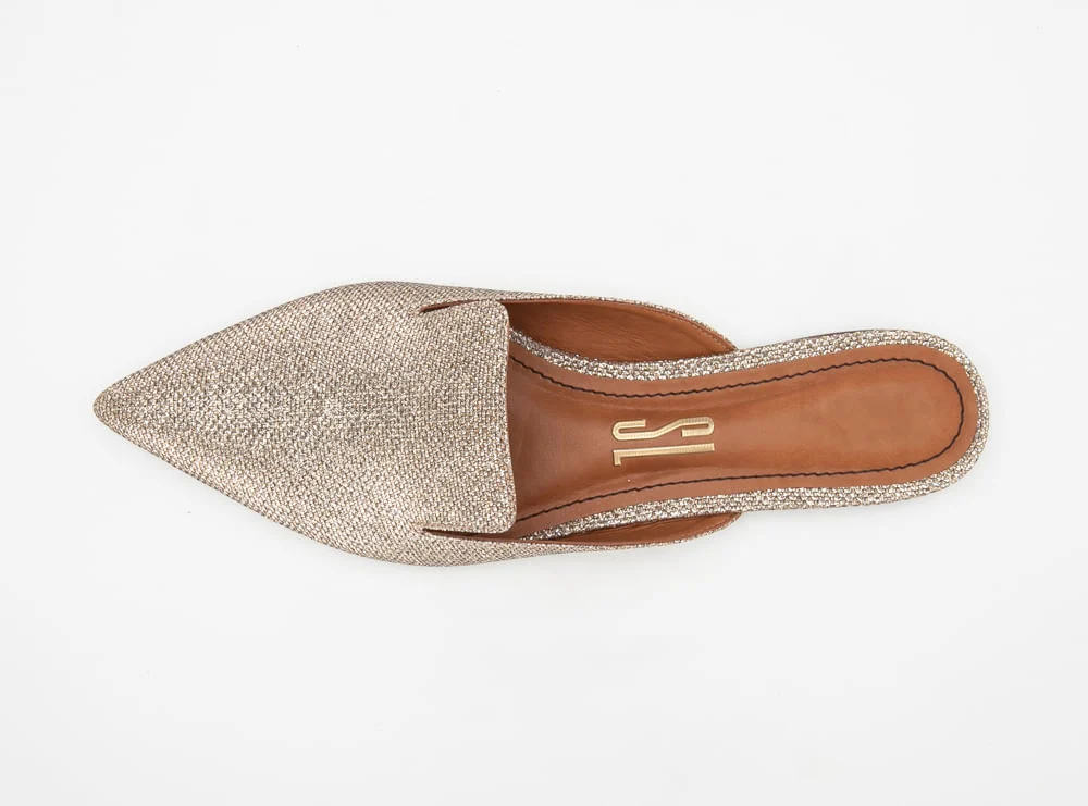 Mule Bico Fino Glitter Dourado - vista 2 de 2