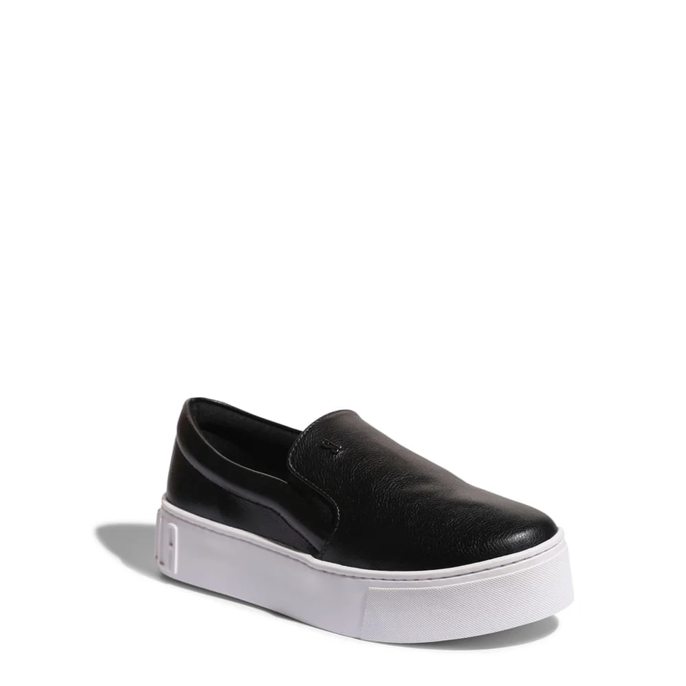 Tênis Slip On Plataforma New Pele Preto - vista 4 de 5