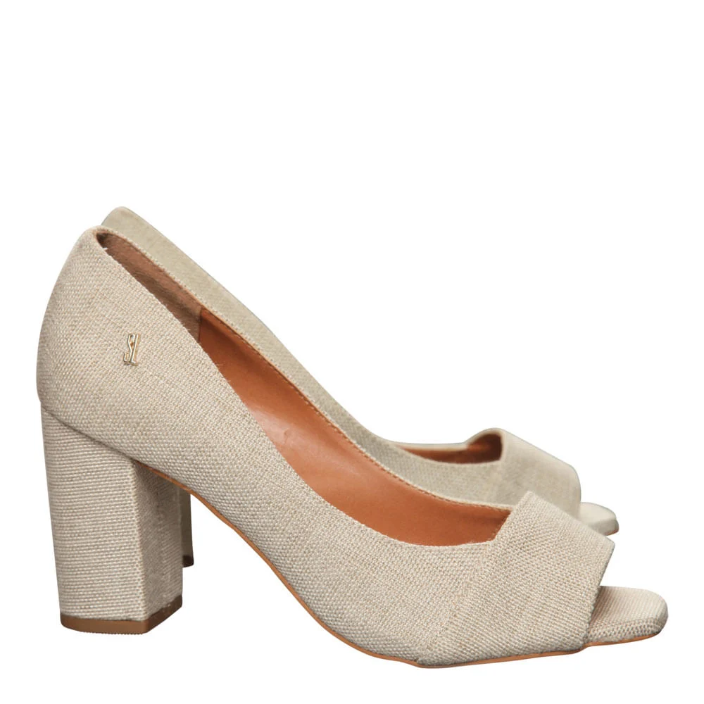 Peep Toe Antalia Bege Nude Salto Grosso - vista 2 de 3