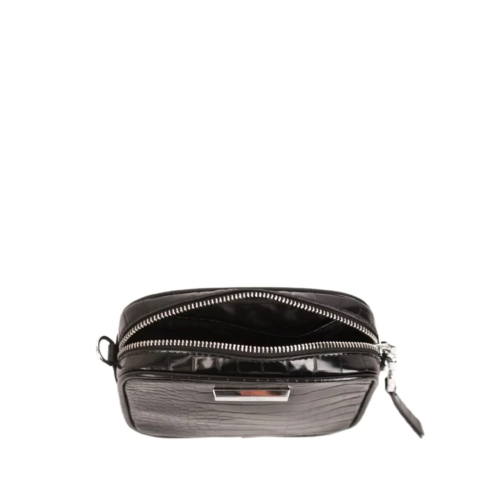 Bolsa Couro Croco Pequena Preto - vista 3 de 3