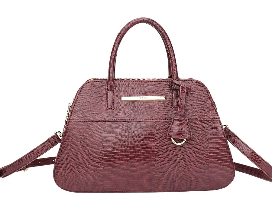 Bolsa Grande Couro Lizard Vinho - vista 2 de 4