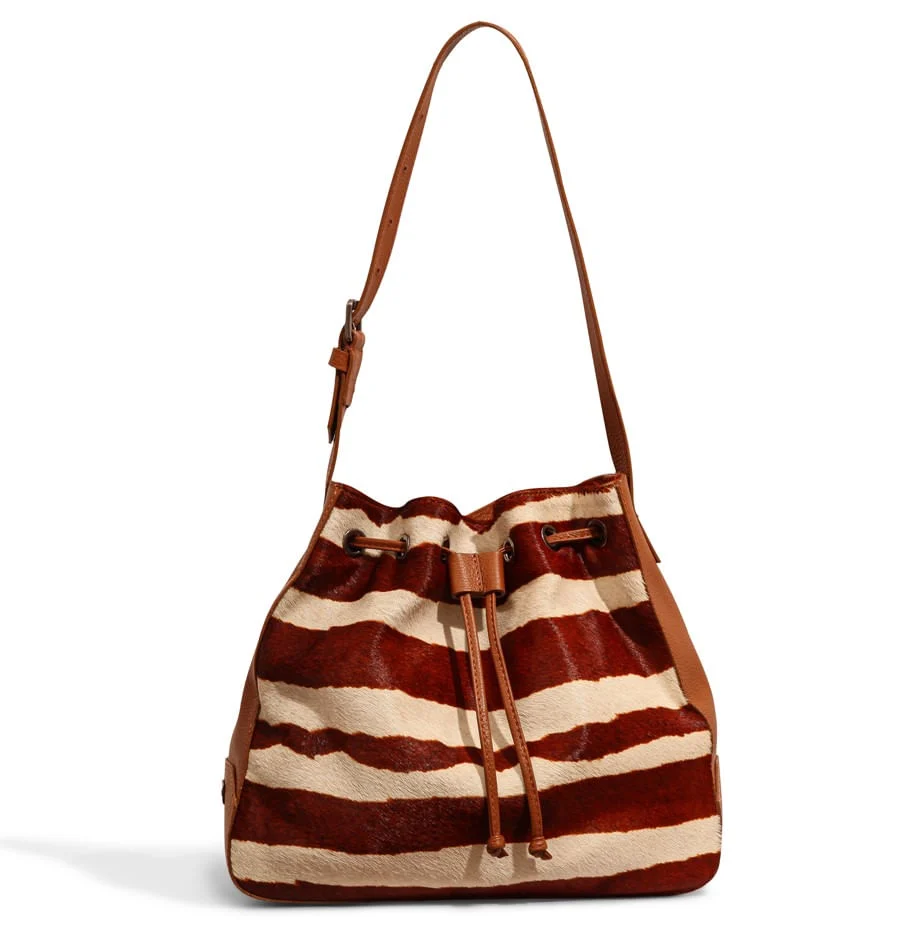 Bolsa Bucket Pelo Zebra Marrom - vista 1 de 3