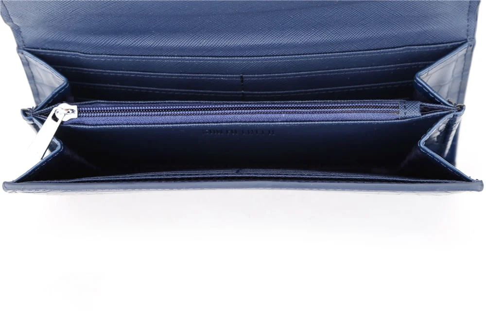 Carteira Envelope Couro Croco Azul - vista 4 de 4