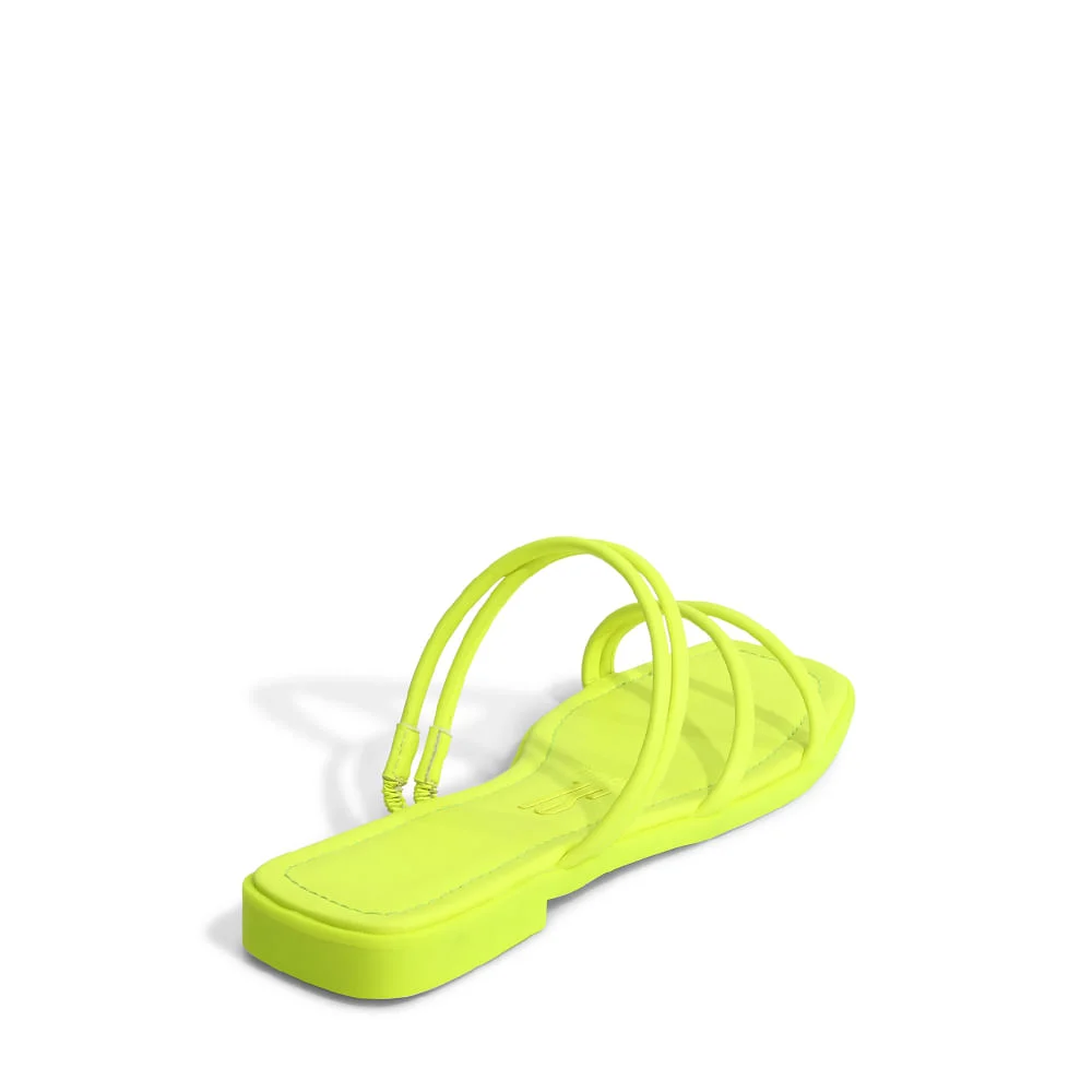 Rasteira Tiras Bico Quadrado Verde Neon - vista 3 de 4