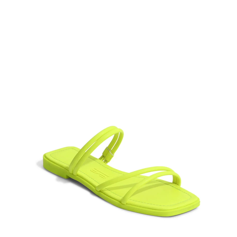 Rasteira Tiras Bico Quadrado Verde Neon - vista 4 de 4