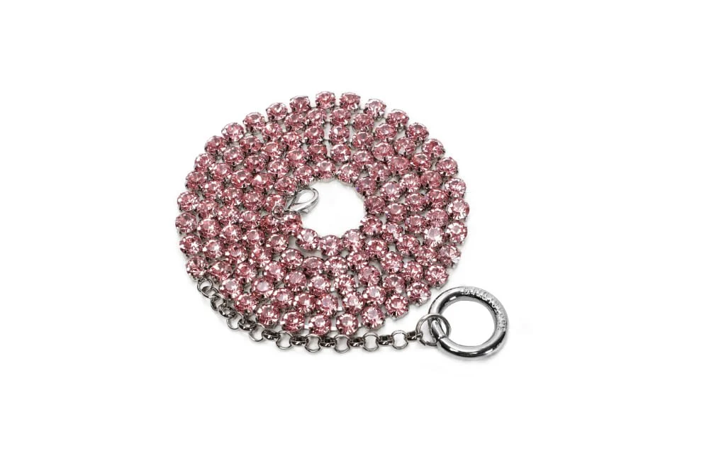 Cinto Corrente Metalizada Pedraria Cristal Rosa - vista 1 de 3