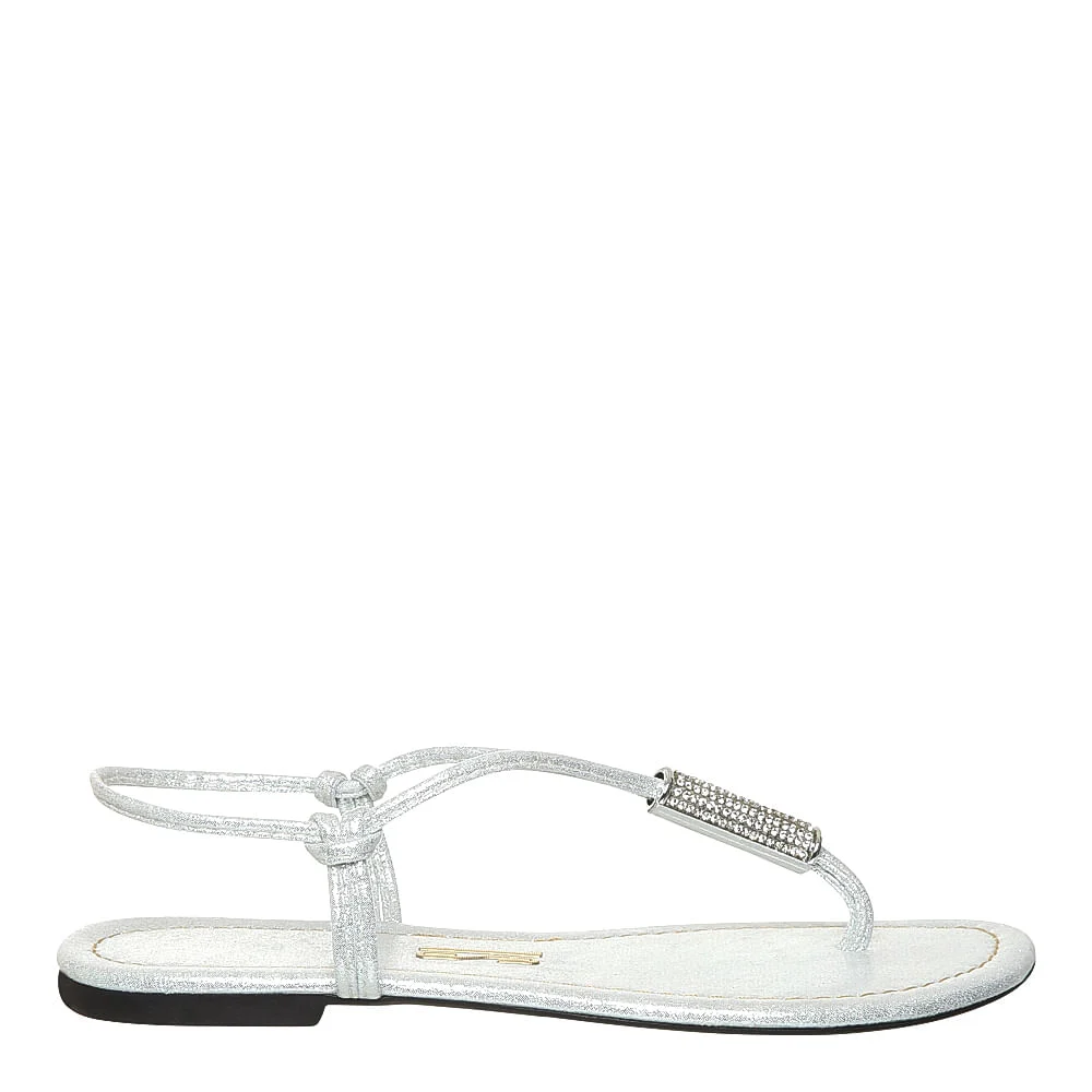 Rasteira Tecido Shine Strass Prata - vista 1 de 4