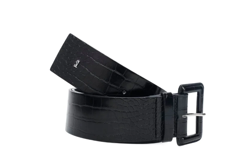 Cinto Croco Alto Brilho Preto - vista 1 de 3