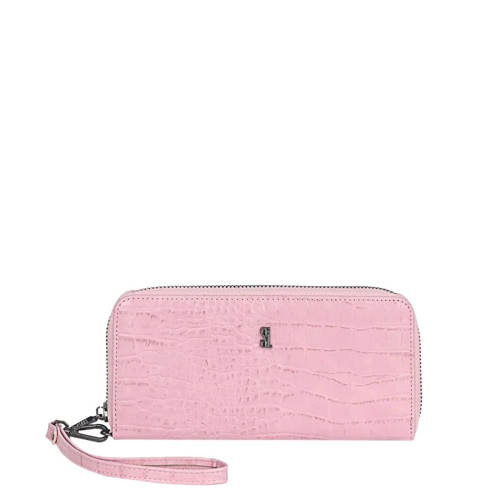 Carteira Croco Alto Brilho Rosa Chiclete - vista 1 de 4