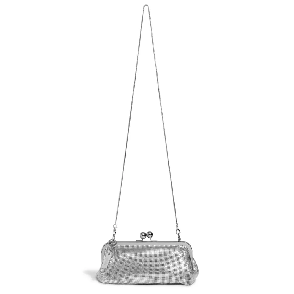 Bolsa Pequena Prata Strass Alça Transversal - vista 4 de 4
