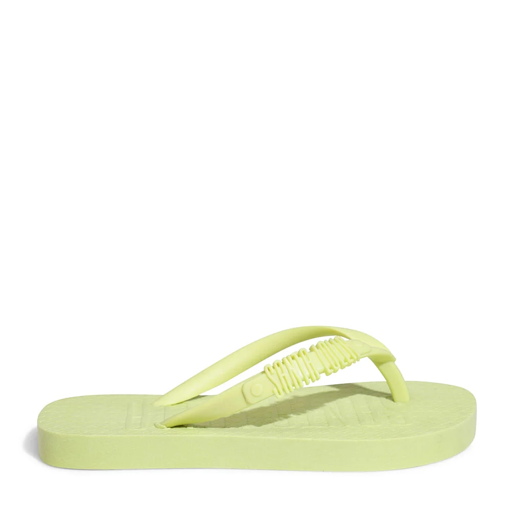 Flip Flop Infantil Neon Verde Oliva Borracha Salto Flat - vista 1 de 4