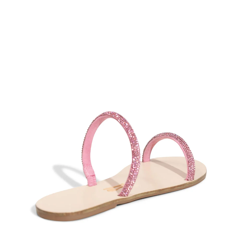 Rasteira Rosa Claro com Tiras de Strass - vista 4 de 5