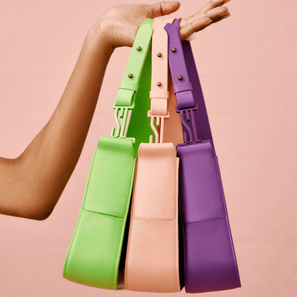 Bolsa Baguete Borracha Laranja Pêssego - vista 2 de 5