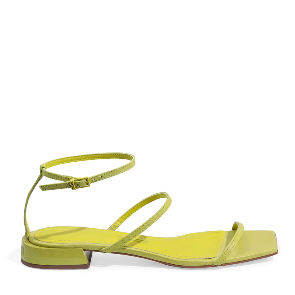 Sandália Rasteira Couro Pelica Soft Verde Limão - vista 1 de 4