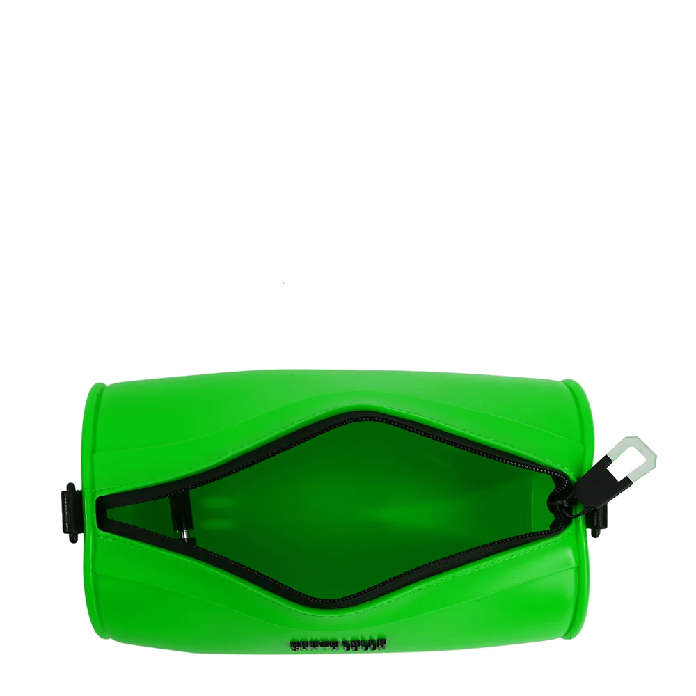 Bolsa Transversal Cilíndrica de Borracha Verde Neon Carnaval - vista 3 de 3