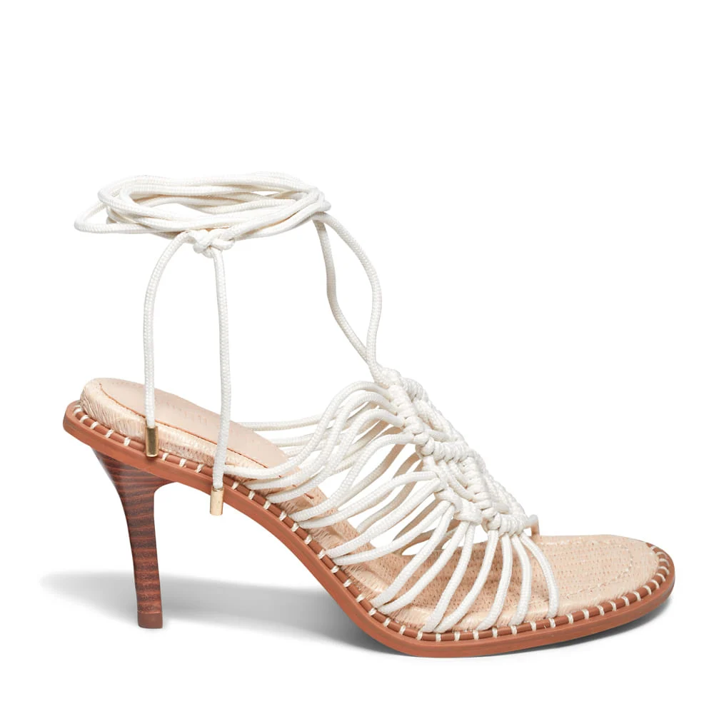 Sandália Cordão Salto Fino Off White - vista 1 de 3
