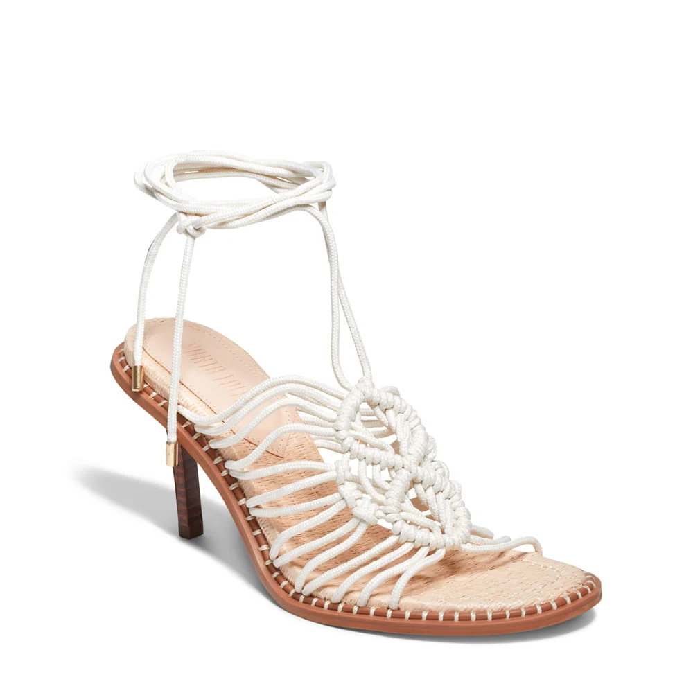 Sandália Cordão Salto Fino Off White - vista 2 de 3
