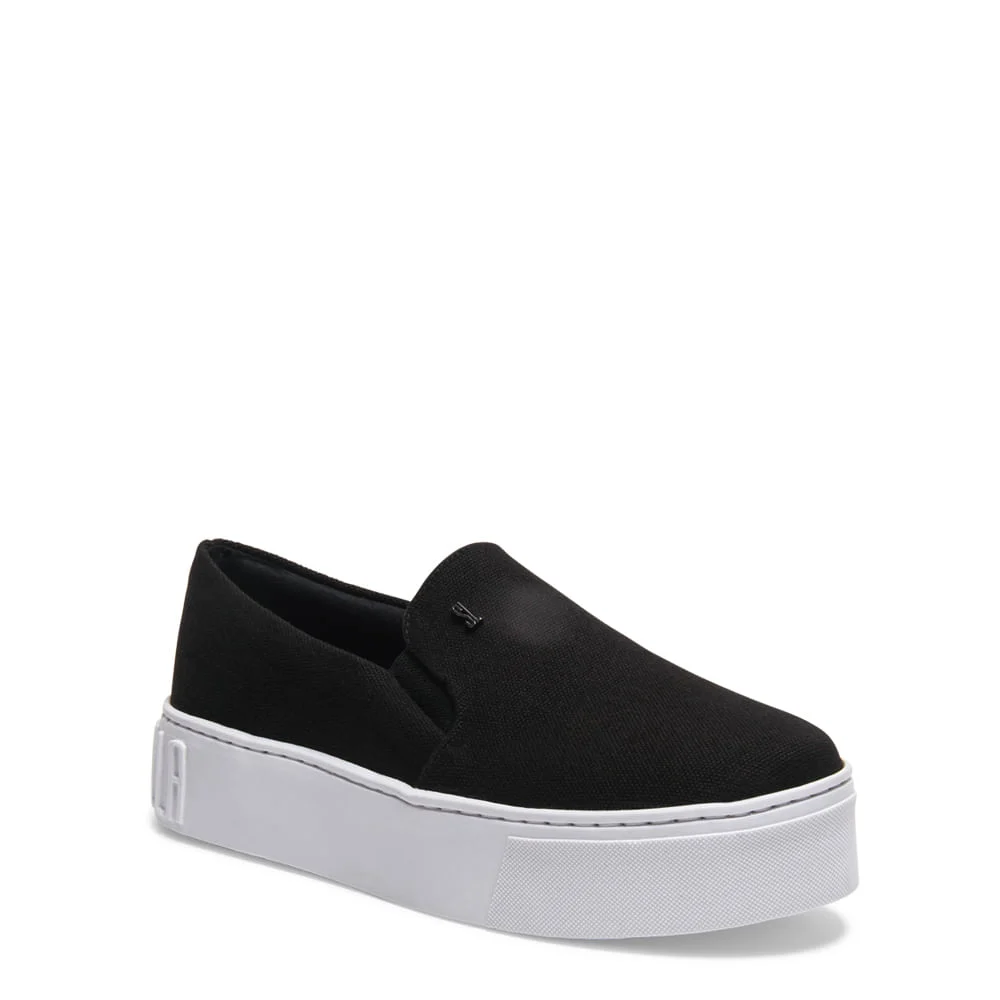 Tênis Slip On Lona Plataforma Preto - vista 3 de 4