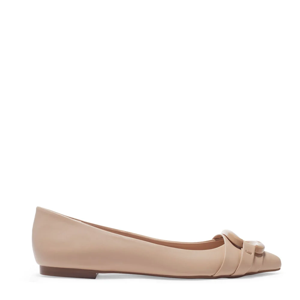 Sapatilha Fivela Napa Paris Bege Bico Fino - vista 1 de 4