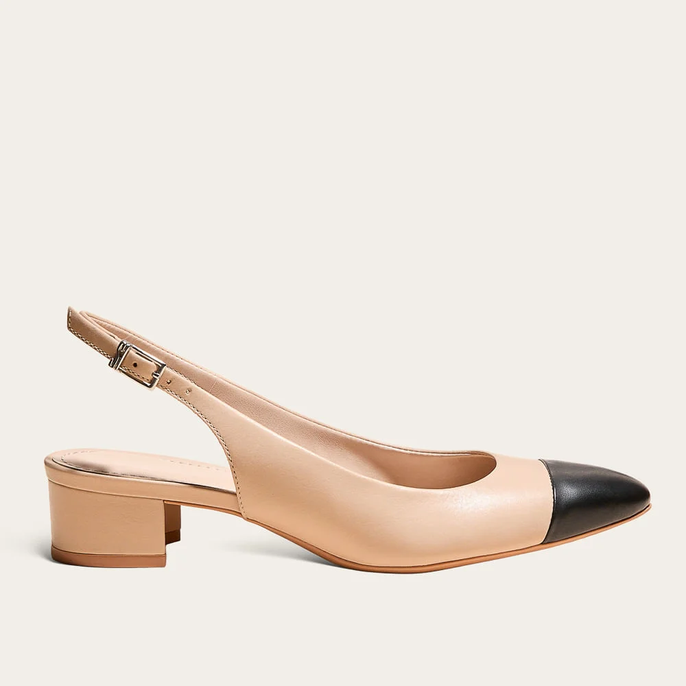 Scarpin Boneca Slingback Couro Pelica Soft Bege - vista 1 de 3