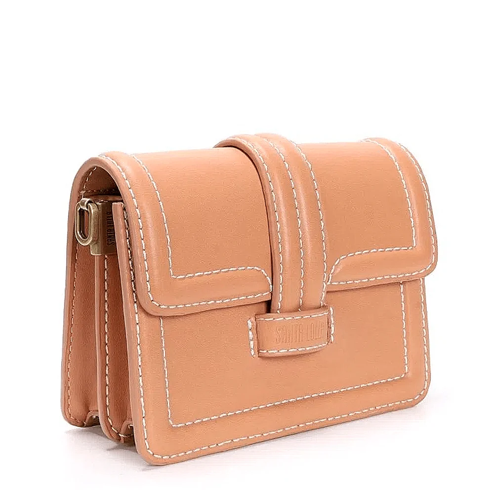 Bolsa Box Quadrada Marrom Pesponto Alça Tiracolo - vista 2 de 3