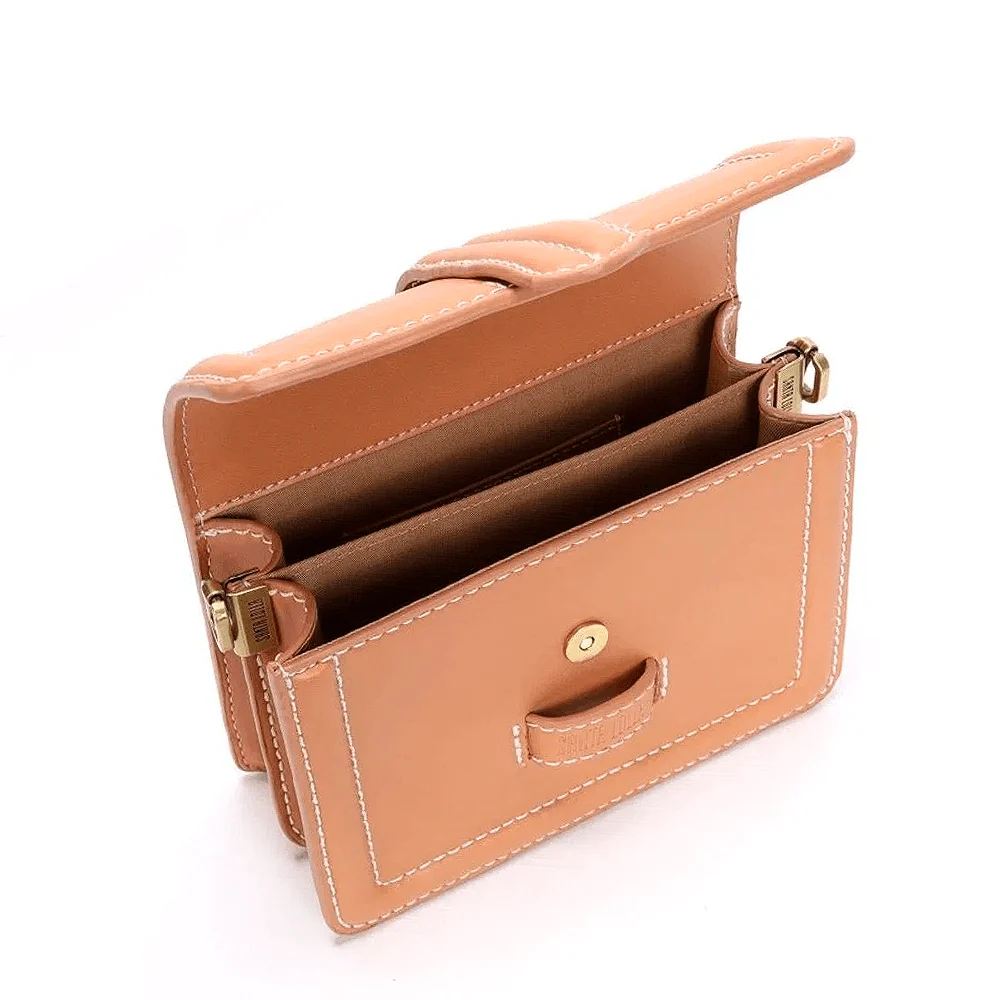 Bolsa Box Quadrada Marrom Pesponto Alça Tiracolo - vista 3 de 3