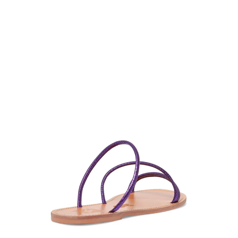 Rasteira Roxa Couro Tiras Metalizadas - vista 4 de 4