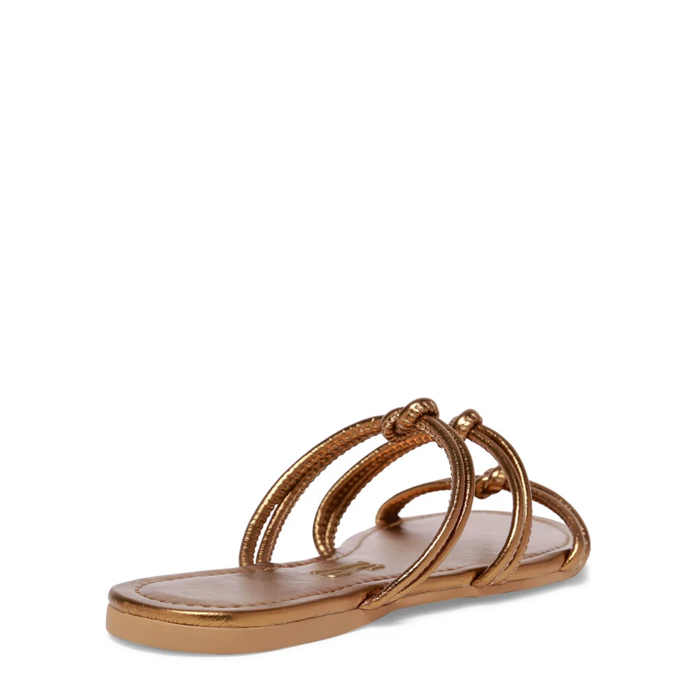 Rasteira Bronze Metálica Tiras Nós - vista 3 de 4