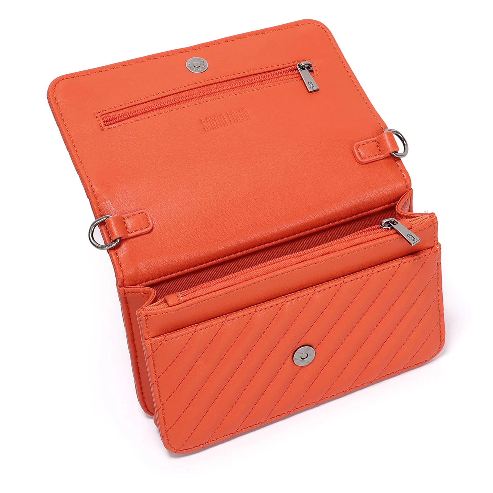 Bolsa Transversal Laranja Matelassê Pequena Alça Corrente - vista 3 de 3