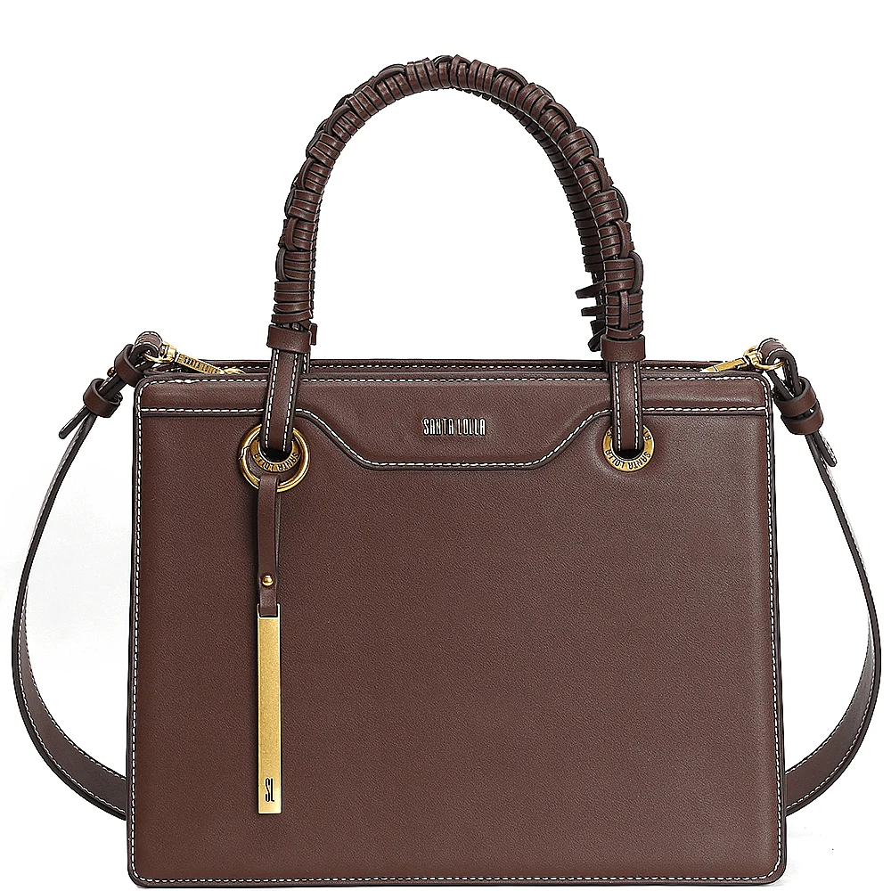 Bolsa Tote Marrom Pinhão Quadrada Pesponto - vista 1 de 5