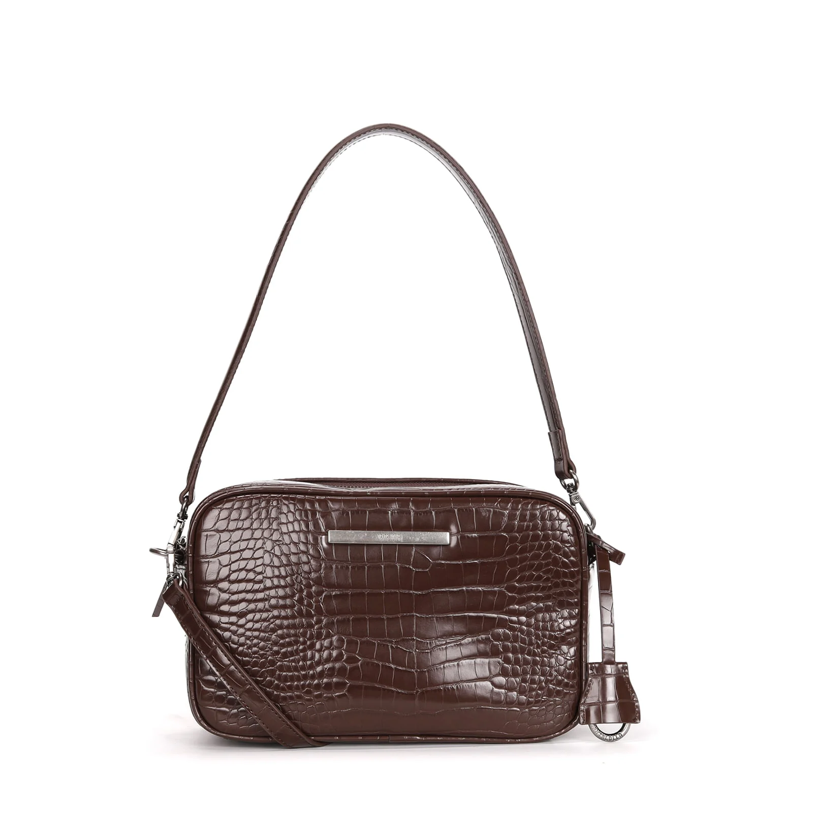 Bolsa Marrom Café Croco Tiracolo Transversal - vista 1 de 3